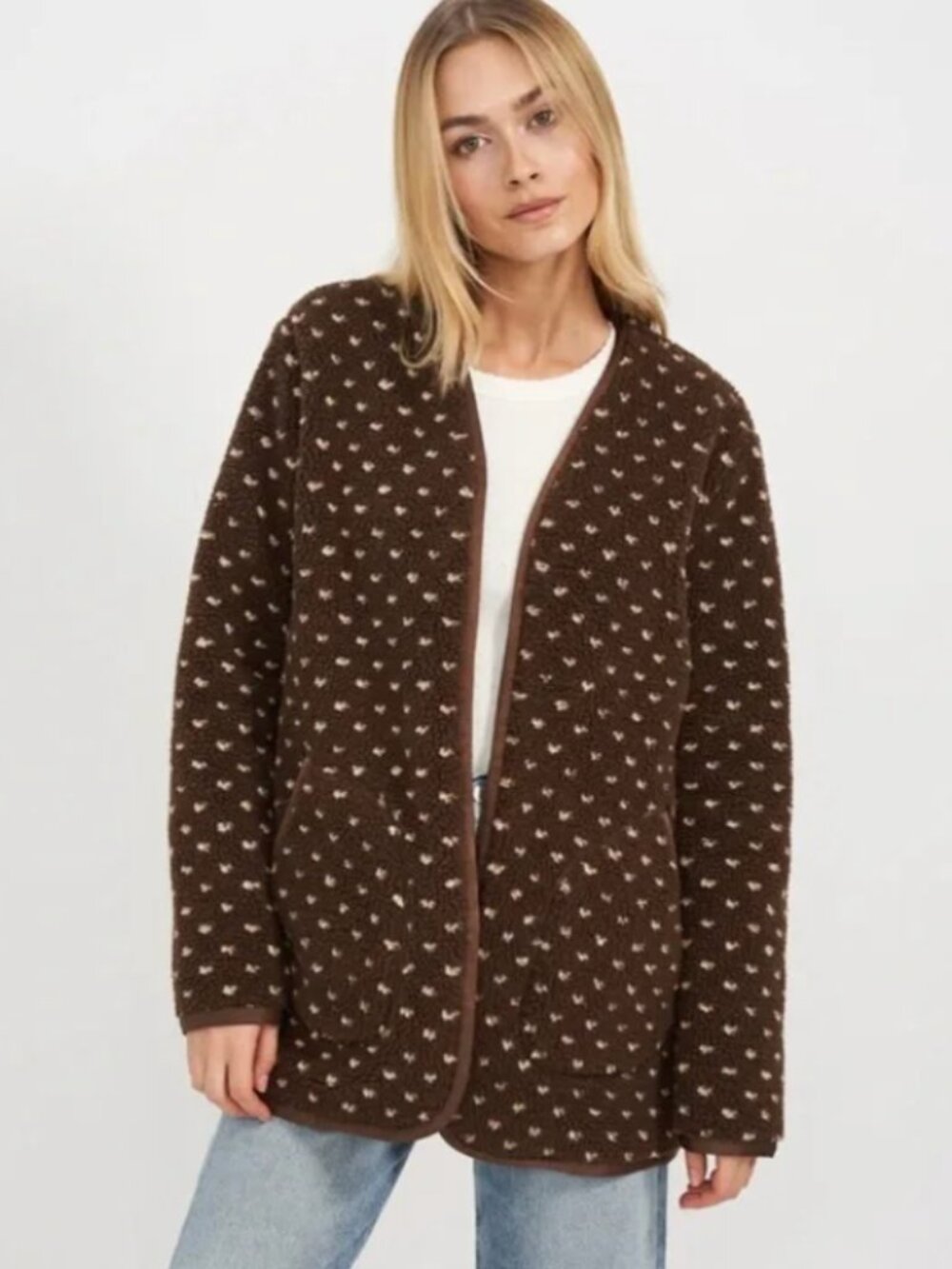 Marea by Liz Joy Sherpa Brown Barn Jacket Sz L